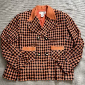 Halloween Orange Plaid Blazer Jacket 20 Womens Textured Jack O Lantern